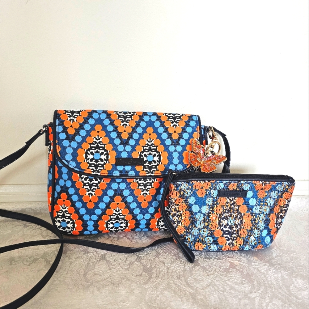 Vera Bradley "Marrakesh Beads" Crossbody Purse w/ Matching Pouch & Bag Charm